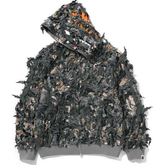 TREE EDGE CAMO LASER CUT CROPPED SHARK FULL ZIP HOODIE LADIES
