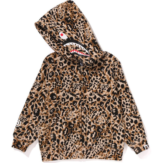 WILD LEOPARD PATTERN SHARK ZIP HOODIE KIDS