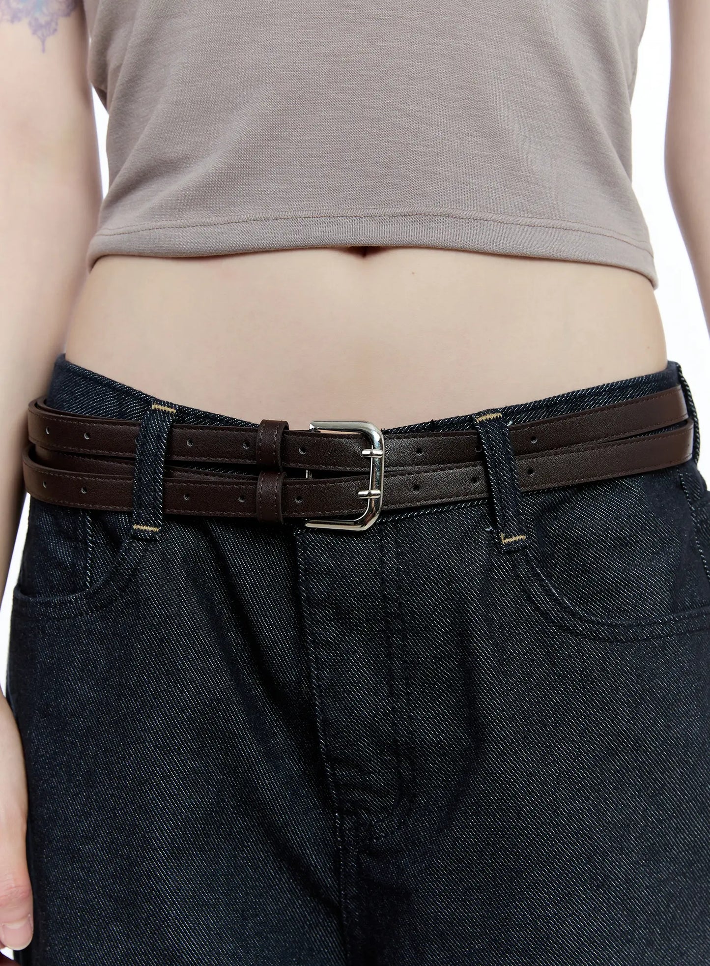 Double Strap Faux Leather Belt CG511