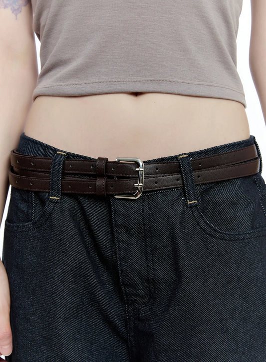 Double Strap Faux Leather Belt CG511
