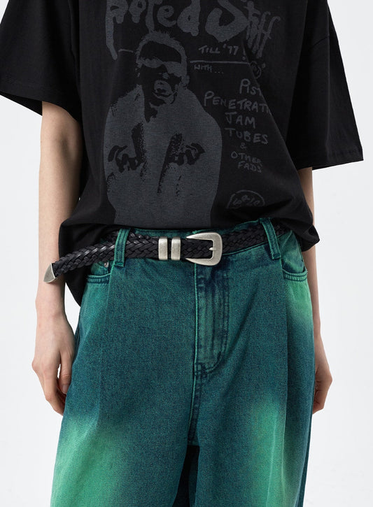Woven Faux Leather Belt CM309