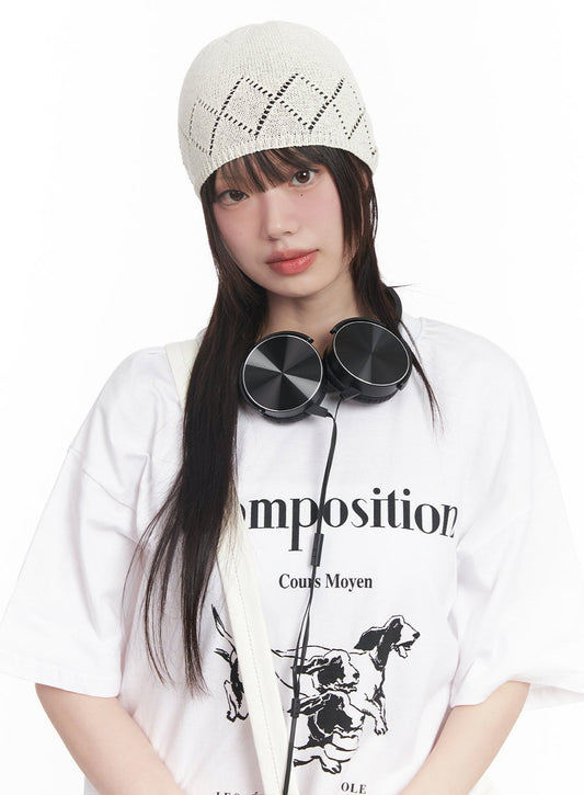 Geo Print Linen Beanie CY520