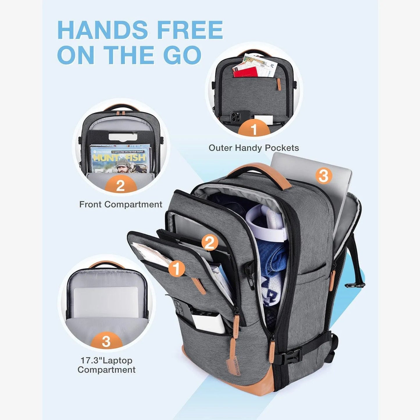 Sac à dos de voyage extensible Falco 40 L, approuvé par les compagnies aériennes 