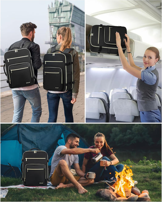 Sac à dos de voyage uni, 4 pièces, 40 L/50 L