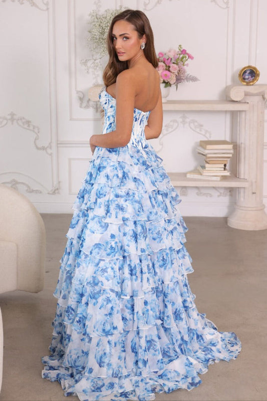 26441 - Ava Presley - Robe de bal à volants et fleurs 