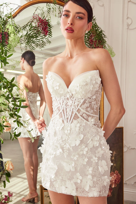 WL083 - ROBE DE MARIÉE COURTE, SANS BRETELLES, COUPE EN COEUR - Andrea &amp; Leo