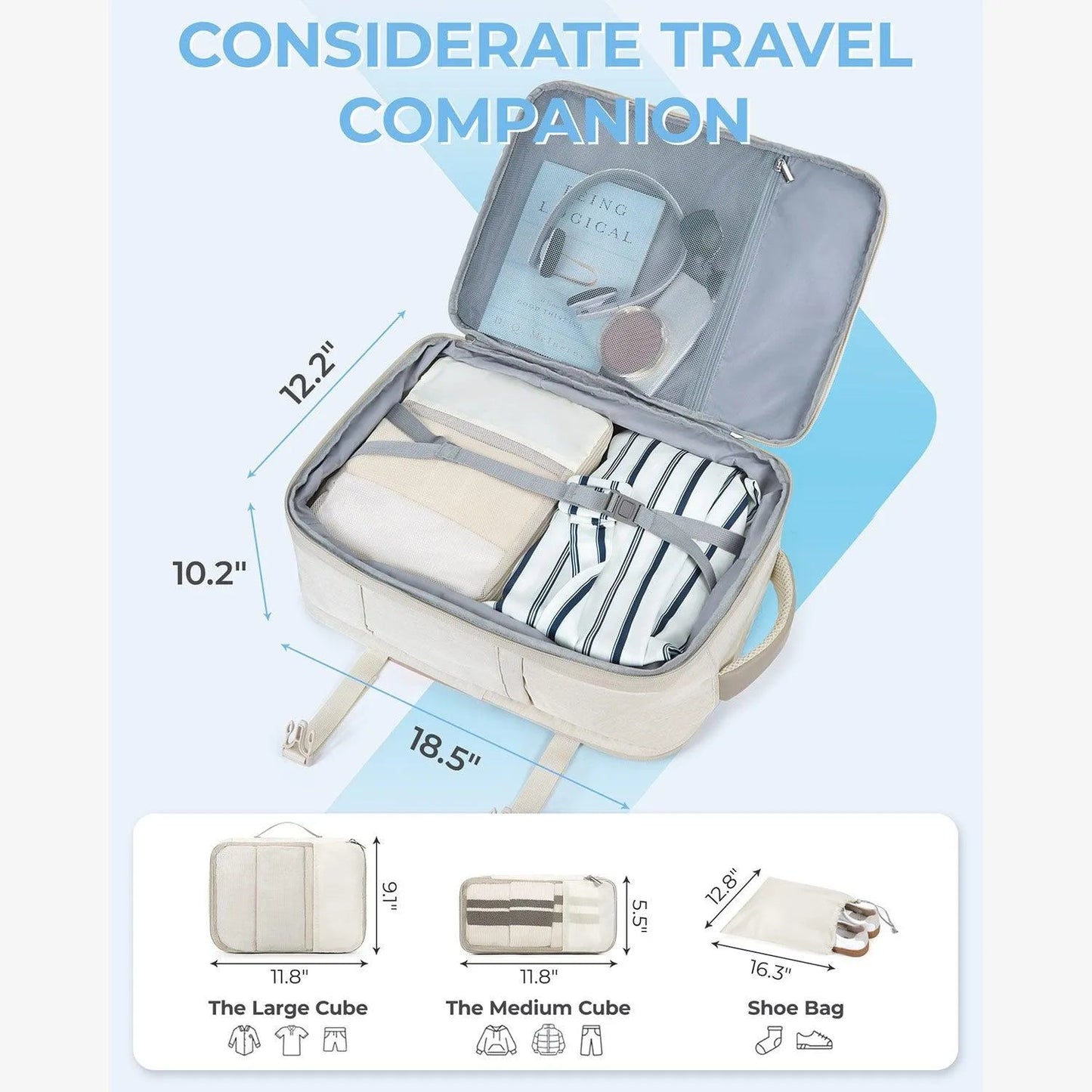 Sac à dos de voyage extensible Falco 40 L, approuvé par les compagnies aériennes 