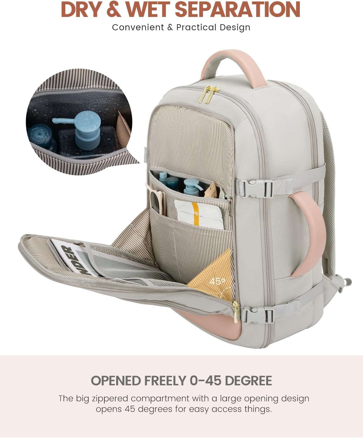 Sac à dos de voyage 3 pièces/4 pièces, 40 L/50 L