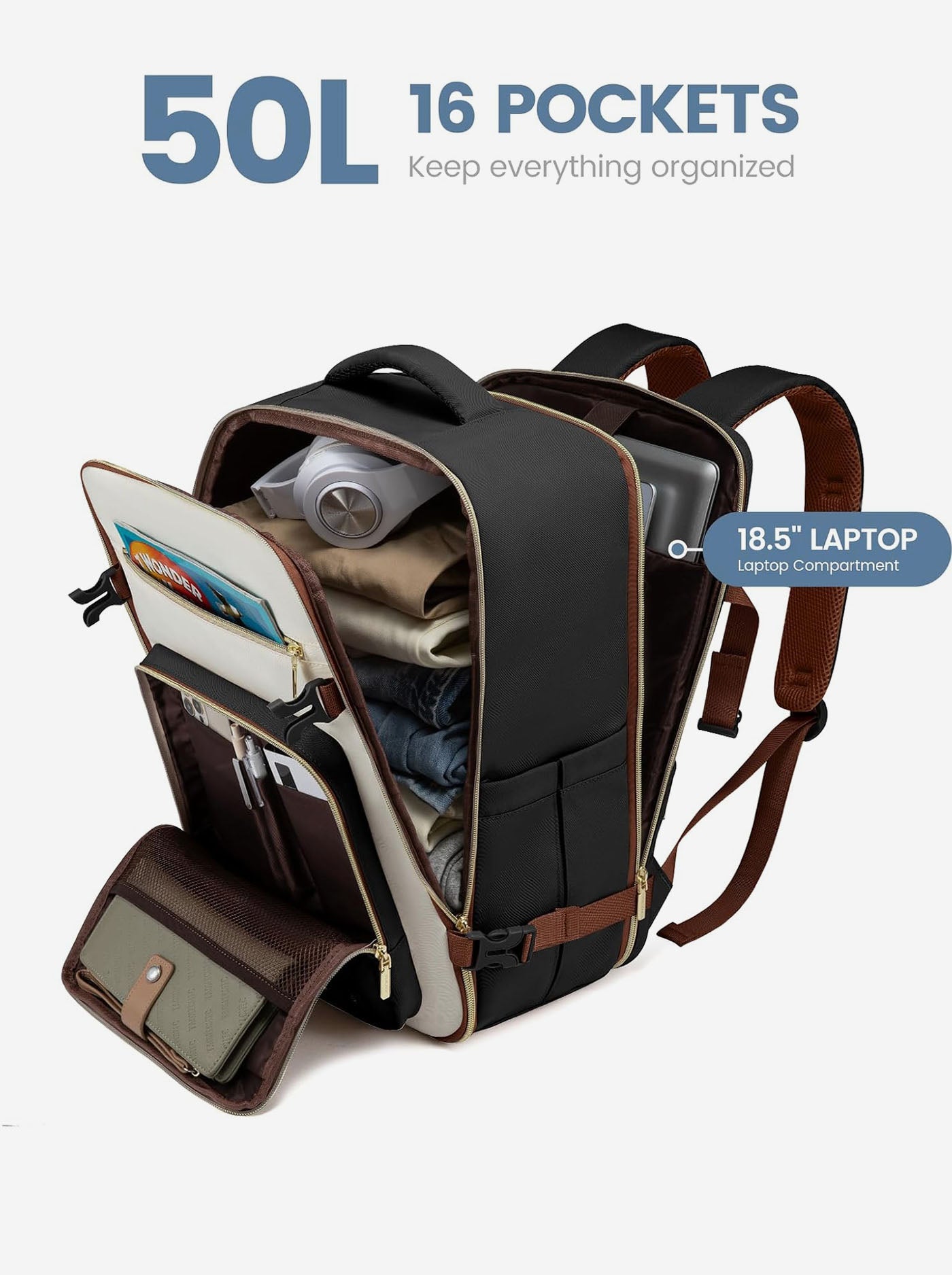 Sac à dos de voyage 4 pièces, 40 L et 50 L 