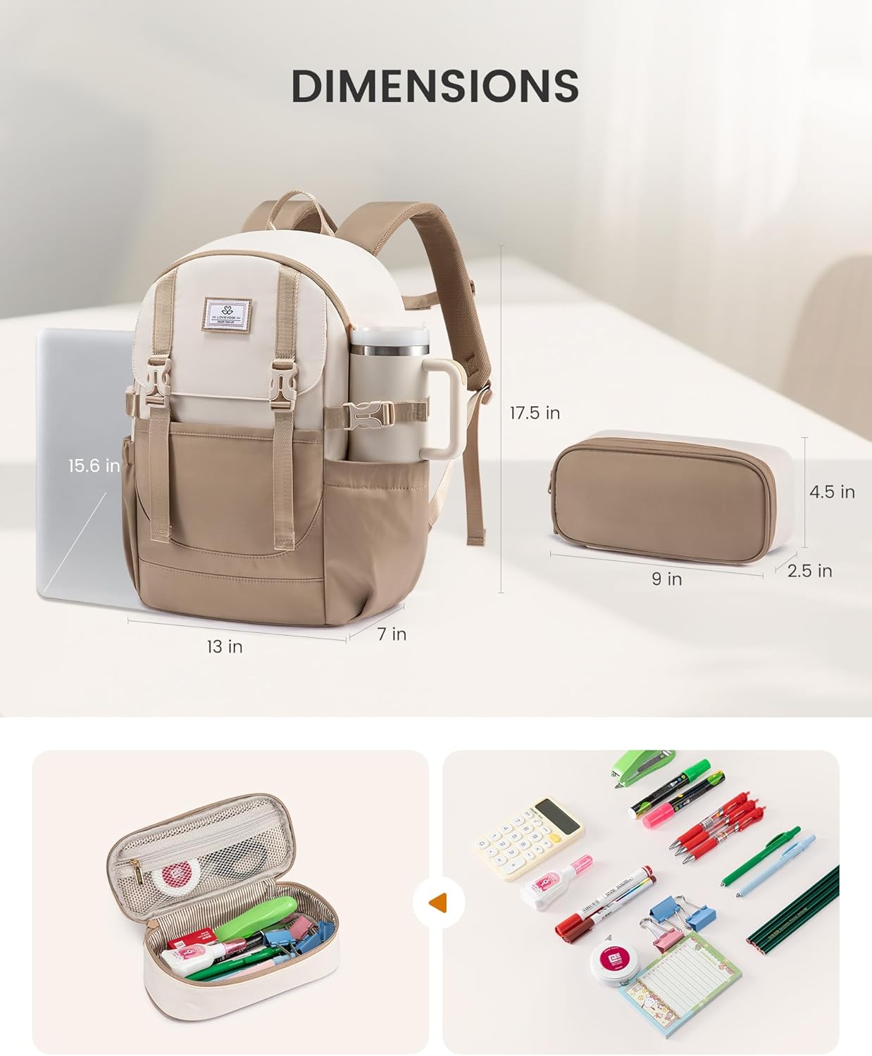 Lot de 2 sacs de voyage pour étudiants, 15,6 pouces, 5009 