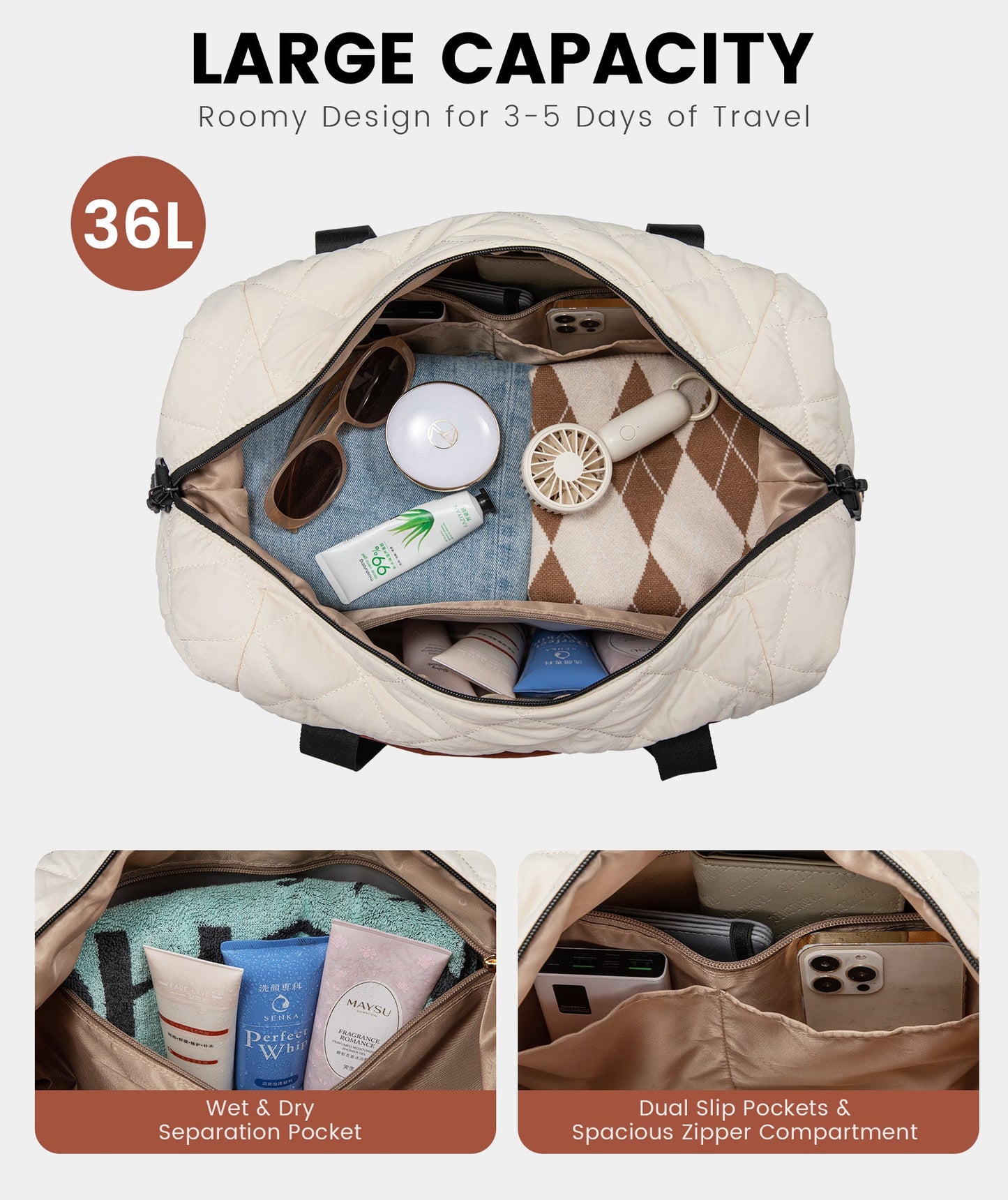 Lot de 2 sacs de voyage matelassés 