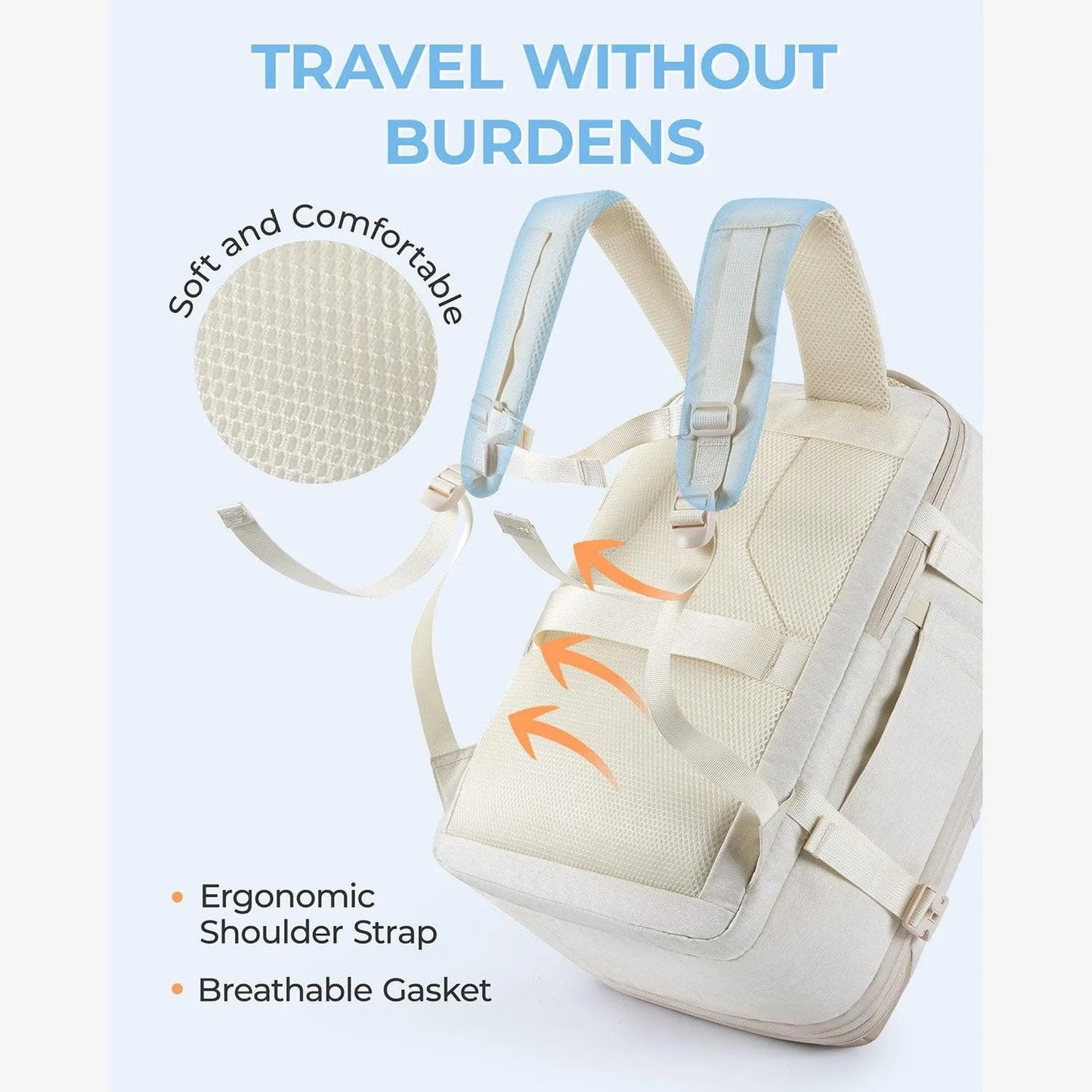 Sac à dos de voyage extensible Falco 40 L, approuvé par les compagnies aériennes 