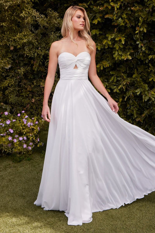 Robe Madigan - Blanc cassé - ROBE SANS BRETELLES EN SATIN DOUX À TROU DE SERRURE
