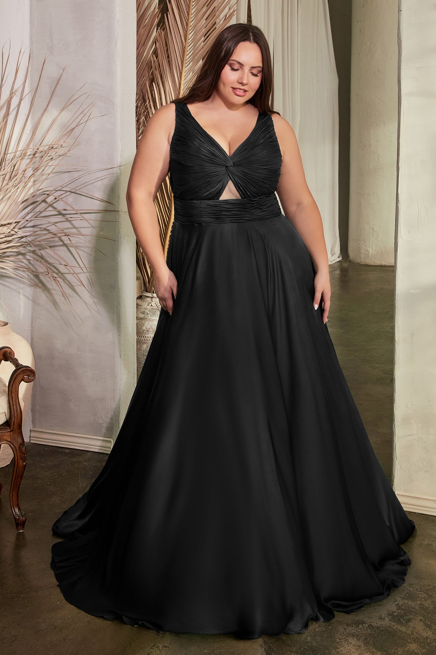 Marlena Gown - A-Line Keyhole Soft Satin Dress
