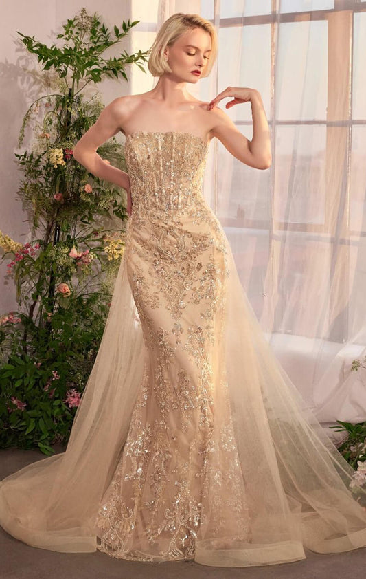 A1365 - Robe bustier pailletée avec surjupe - Andrea &amp; Leo