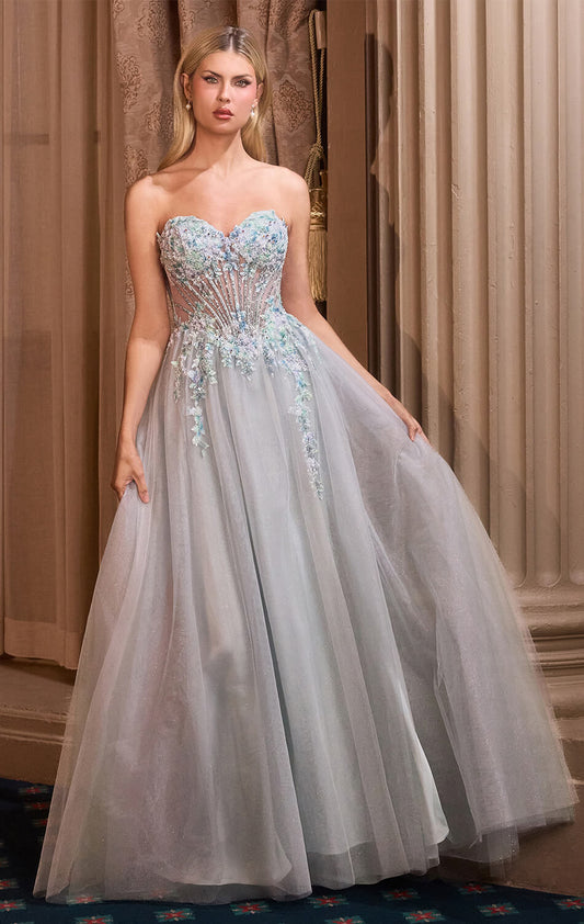 A1478 - ROBE DE BAL EN TULLE À PAILLETTES ET FLEURS DE CONTE DE FÉES - ANDREA &amp; LEO
