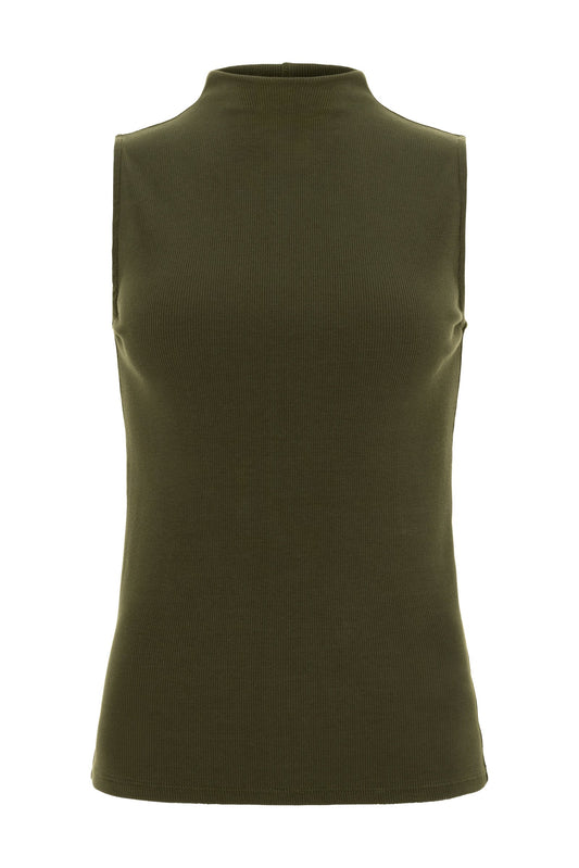 Siobhan Sleeveless High Neck Pima Rib Top