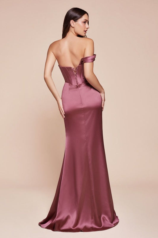 Audra Gown - French Navy - ONE SHOULDER LUXE SATIN CORSET GOWN