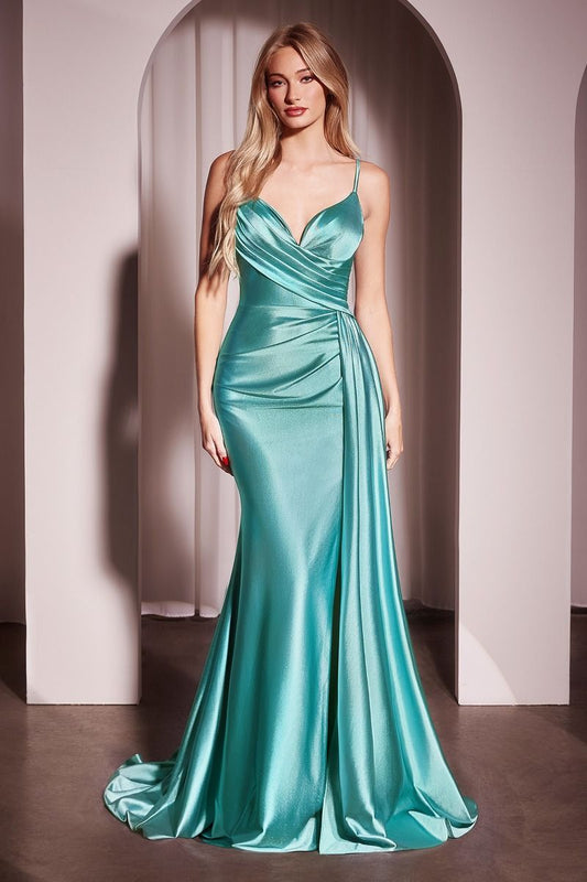 Robe Brooklyn - Brume marine - ROBE CINTRÉE ET ÉVASÉE EN SATIN DOUX