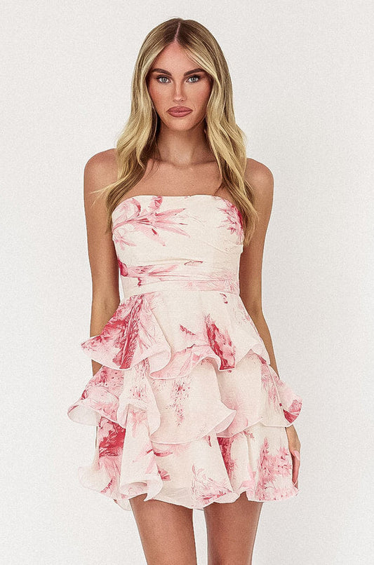 Jessa Tiered Mini Dress - Pink
