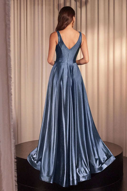 Robe Cecily - Noire - ROBE LIGNE A EN SATIN STRETCH SCINTILLANT