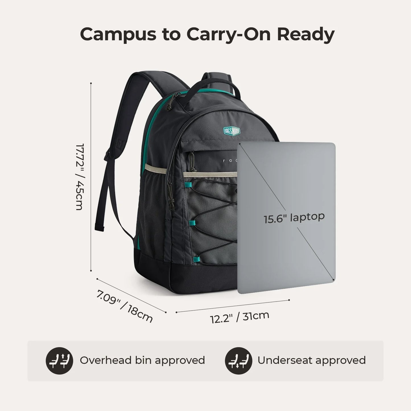 Sac à dos pour ordinateur portable Focus 15,6 pouces 