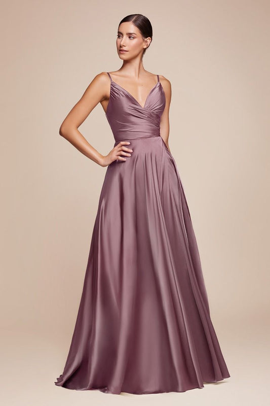 ERICA GOWN - ENGLISH VIOLET - SOFT SATIN A-LINE SWEETHEART NECKLINE