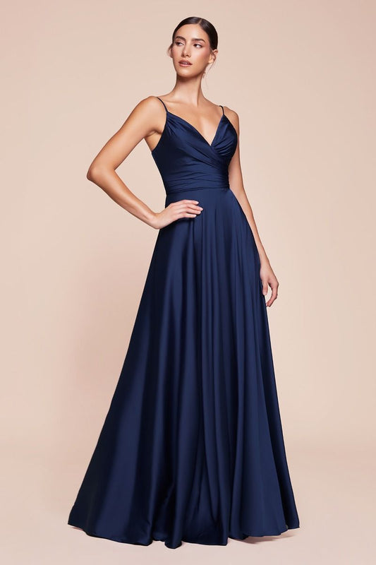 ROBE ERICA - BLEU MARINE - SATIN DOUX ENCOLURE CŒUR EN A
