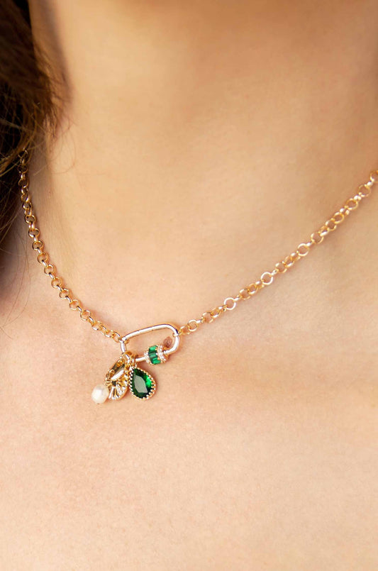 Green Queen Crystal Charm Necklace