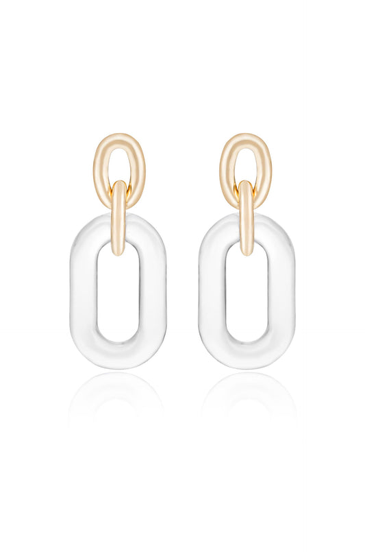 Clear Resin Paperclip Oval Earrings