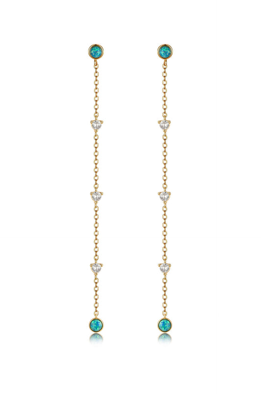 Green Kyocera Opal Drop Earrings