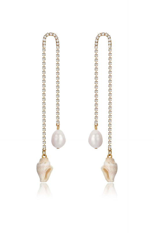 Balanced Shell and Pearl Earrings