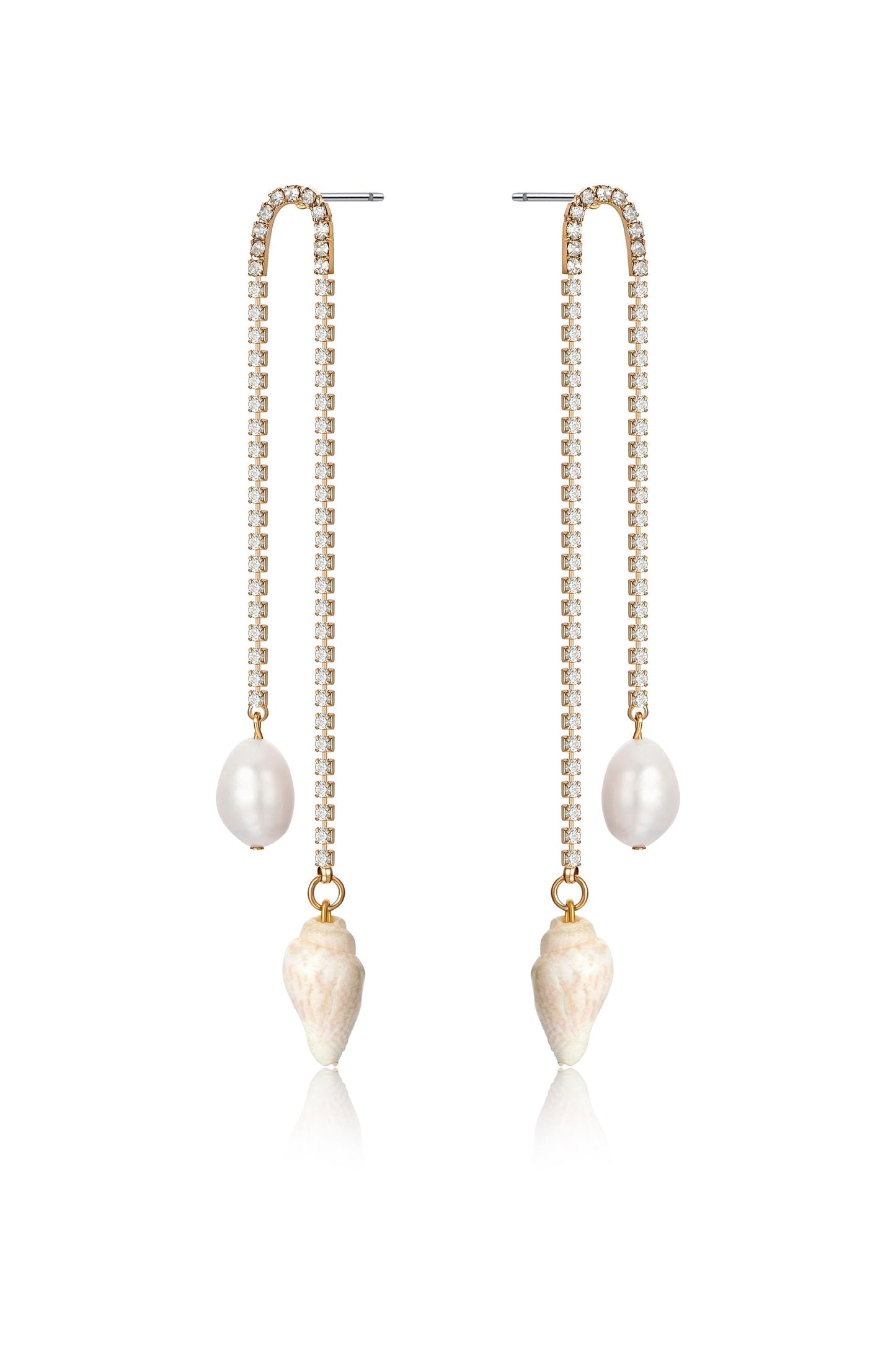 Balanced Shell and Pearl Earrings