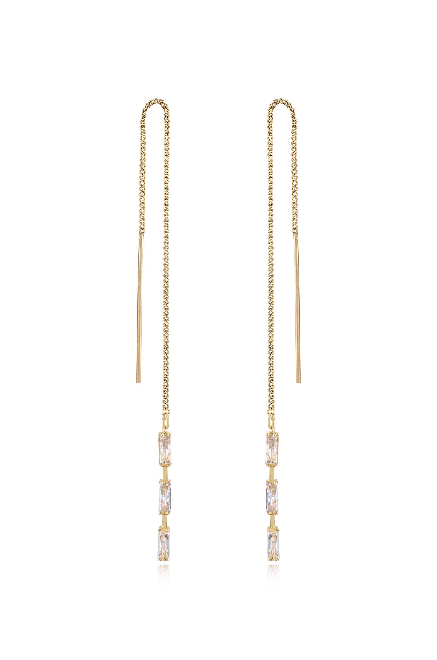 Crystal Baguette Threader Earrings