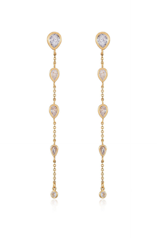 Dainty Bezel Crystal Dangle Earrings