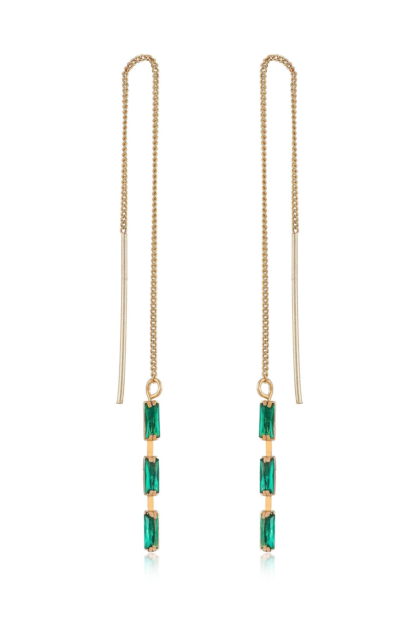 Crystal Baguette Threader Earrings