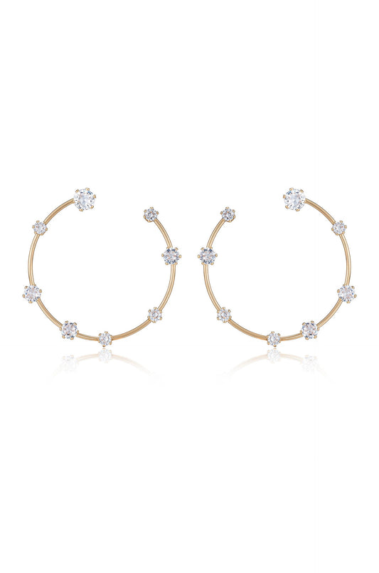 Celestial Large Wire & Crystal Ring Earrings