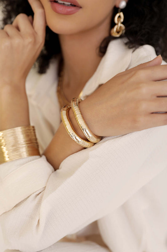 Ensemble de bracelets extensibles en or liquide 