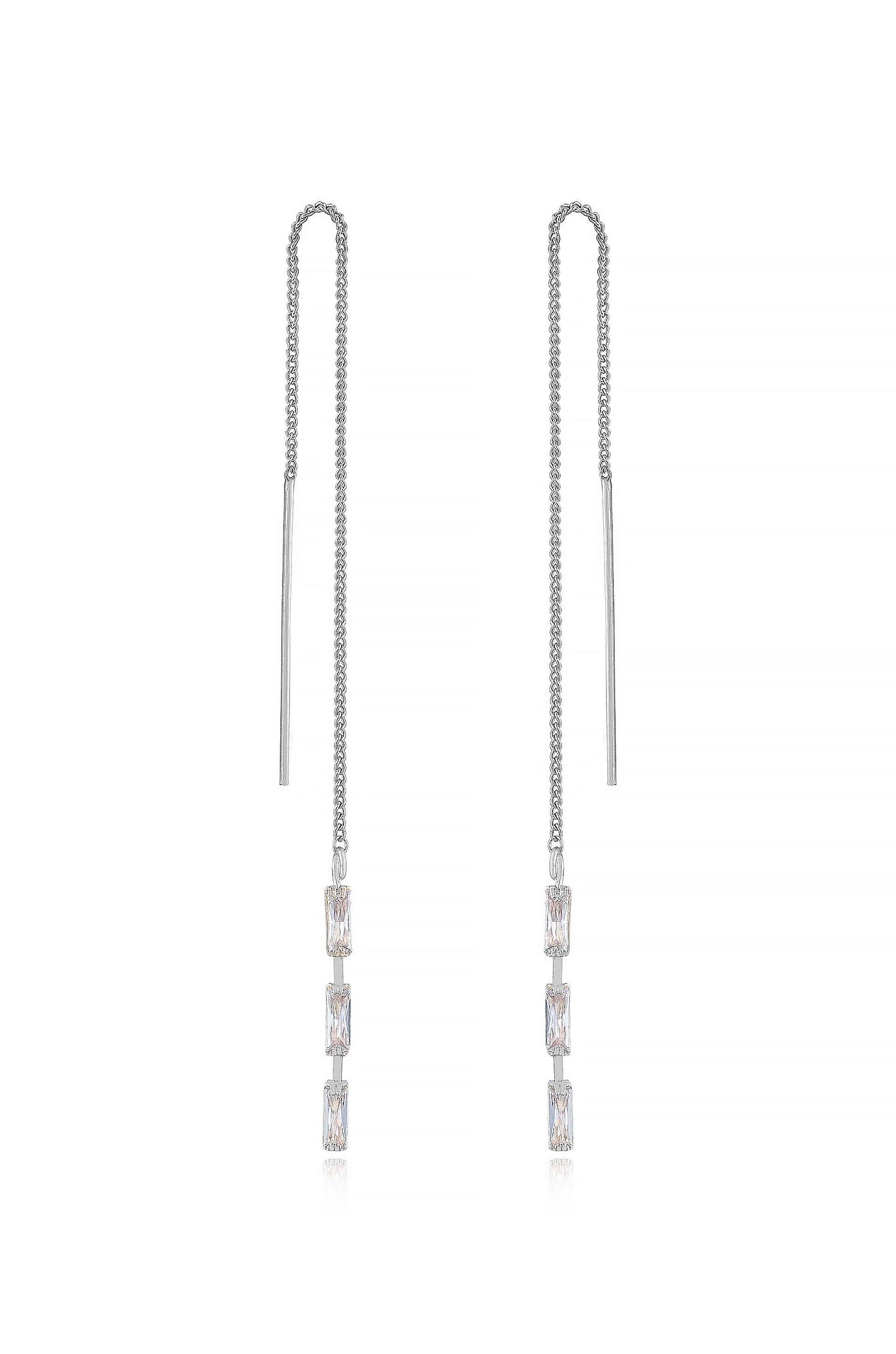 Crystal Baguette Threader Earrings
