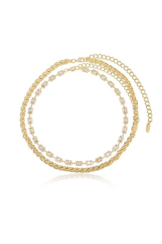 Ensemble collier et chaîne en cristal Double The Trouble