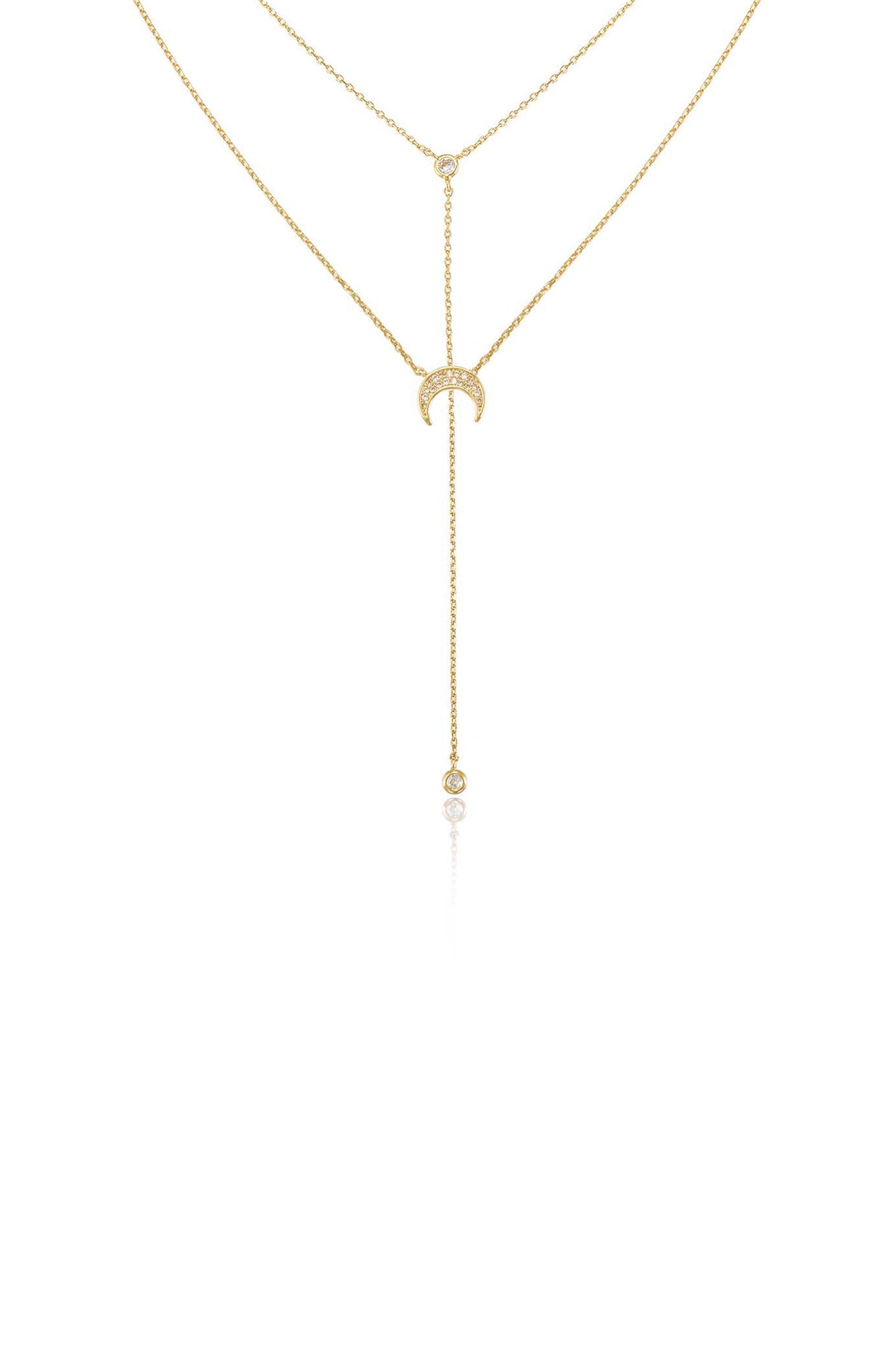 Dainty Layered Crescent Moon Necklace Set