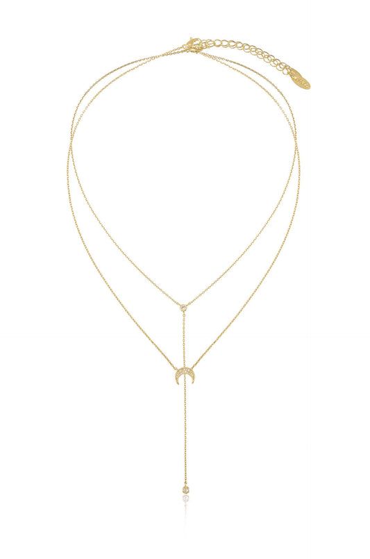 Dainty Layered Crescent Moon Necklace Set