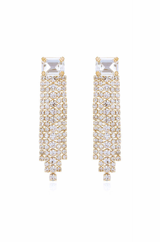 Formal Crystal Fringe Drop Earrings