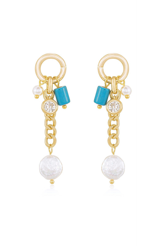 Pearl and Charm Dangle Earrings