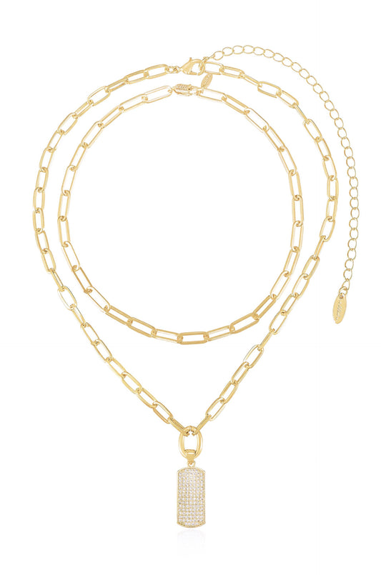 Ensemble de colliers superposés avec pendentifs en cristal Linked Up