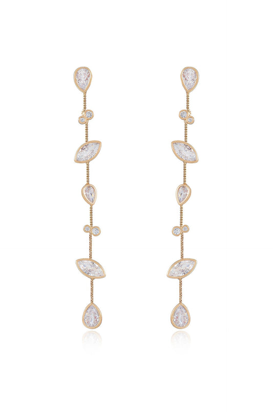 Falling Bezel Crystal Dangle Earrings