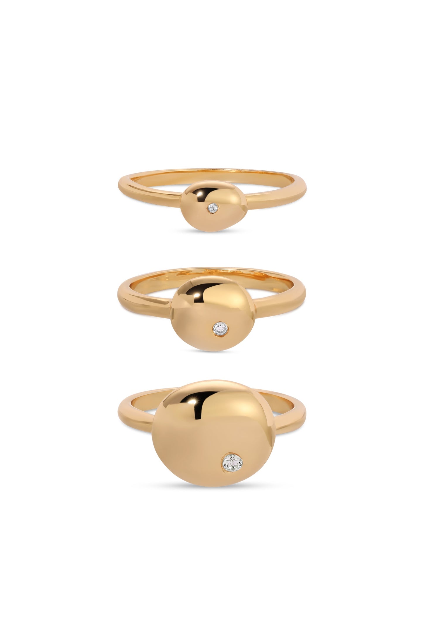 Poliertes Stapelring-Set mit Kieselsteinen 