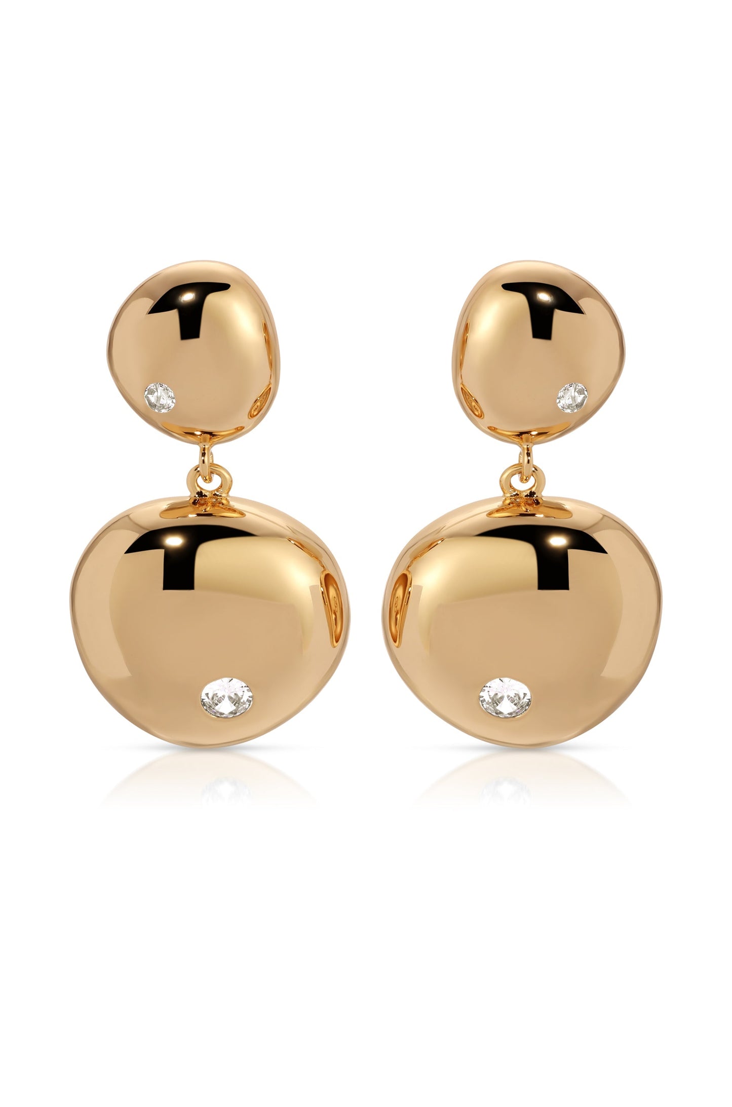 Boucles d'oreilles pendantes à double galet poli 