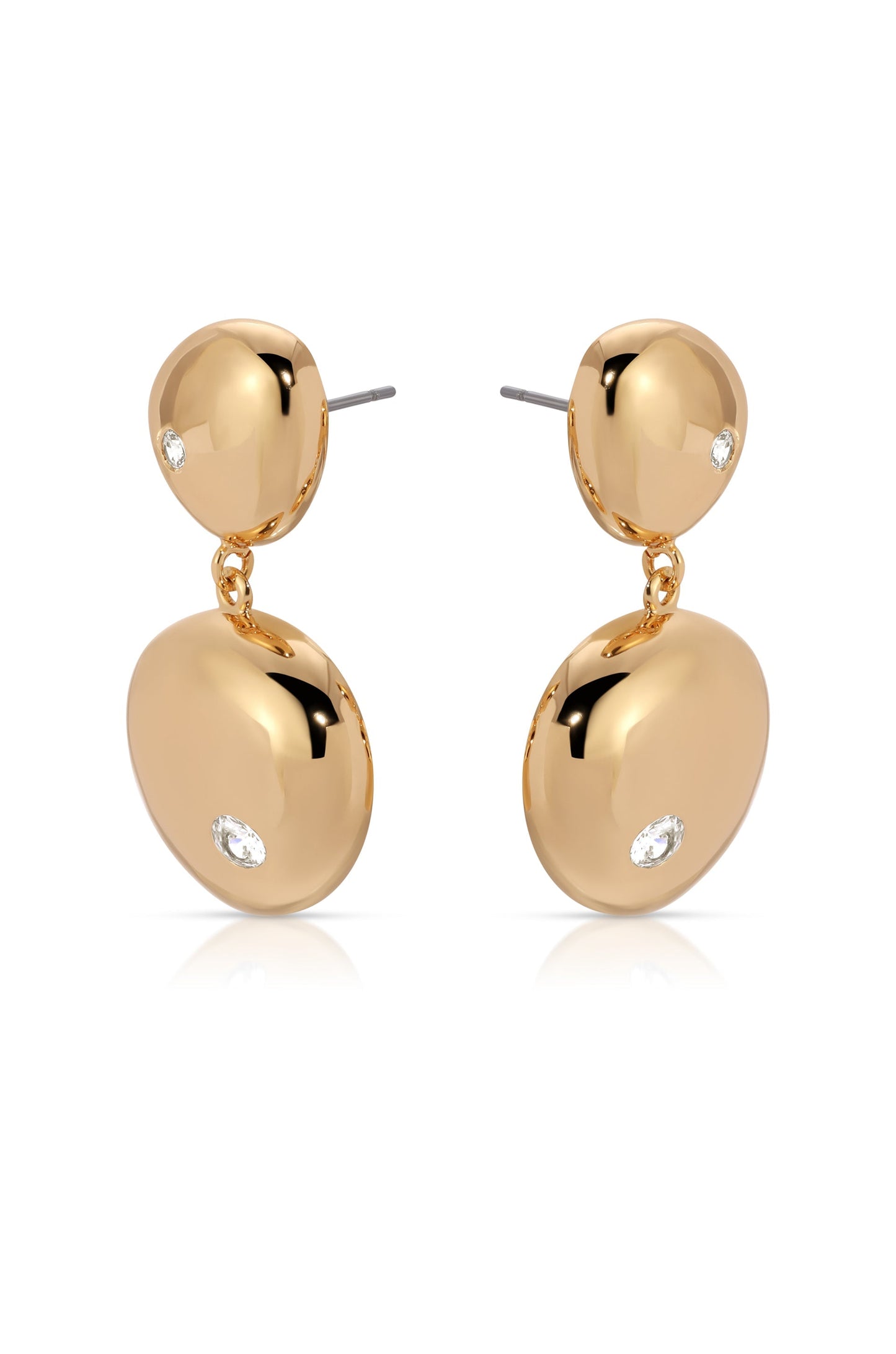 Boucles d'oreilles pendantes à double galet poli 