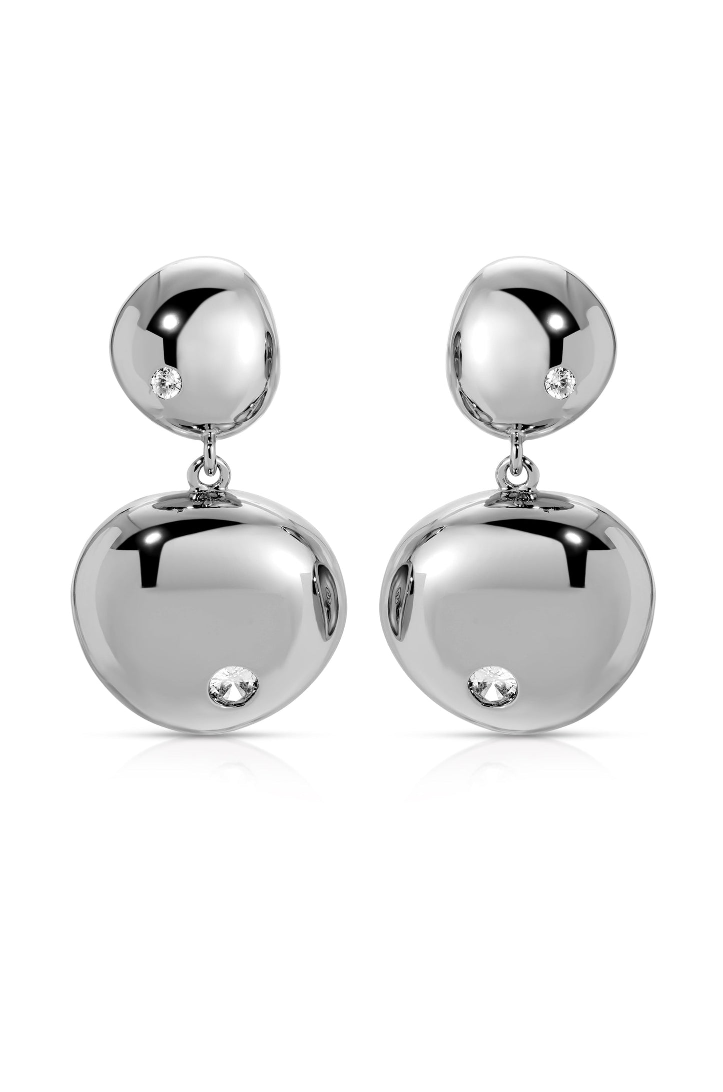 Boucles d'oreilles pendantes à double galet poli 